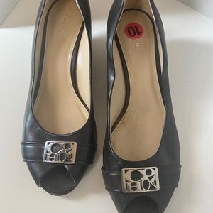 Coach black leather shoes